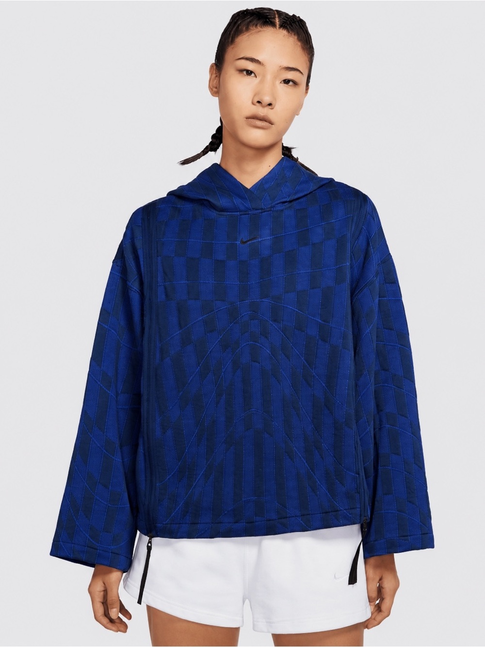 Nike Sportswear Jacquard Hoodie Blue Full Zip XS Textured Oversized